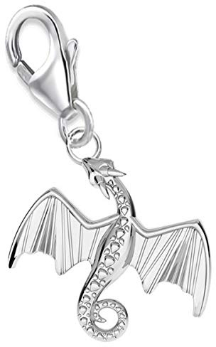 Drache Charm Anhänger 925 Echt Silber 24 x 15mm Damen Herren Drachen