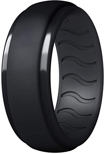 Dookeh Silikonring für Männer, Silikon-Ehering, Eheringe aus Gummi (A-Black, 11)