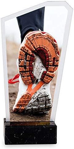 Trofeos Martínez - Trofeo de metacrilato Impreso a Color con Base mármol Atletismo. (22cm)