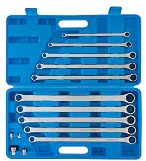 Blue Spot Tools 04307 Lot de 10 clés à cliquet métriques professionnelles extra longues et adaptateurs (8-19 mm)