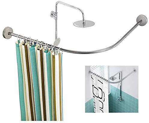 Asta per Tende da Doccia Angolare L Shaped Telescopica Barra Bastone Tenda Doccia A Pressione 304 Acciaio Inossidabile per Bagno Negozio di Abbigliamento (Size : 70 to 95 x 70 to 95cm)