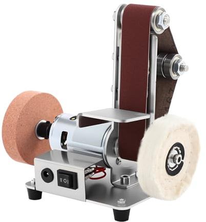 Elektrischer Bandschleifer Mini Grinder mit 775 Motor Poliermaschine Bandschleifmaschine Aluminiumschleifscheibe, Wollpolierscheibe, 20 Bänder 4000-9000 U/min Einstellbar