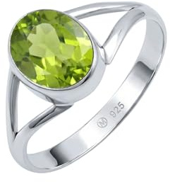 mantraroma Silberring Damen 925 Sterling Silber – ovaler Edelstein Ring 7 x 9 mm, schlichter minimalistischer Damenschmuck modern elegant, Geschenk für Frauen