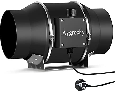 Aygrochy 150mm Ventilador de extracción ajustable 595 m³/h, Ventilador Extractor de Aire con controlador de velocidad variable para Baño, Sótano, Garaje, Cocina, Tente de Culture Hydroponique