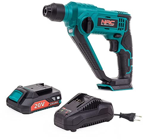 NAC NEW AMERICAN CONCEPT Perceuse sans fil avec batterie et chargeur - Marteau perforateur sans fil - Perceuse percussion sans fil 0-900 tr/min - Pour usage domestique et travaux de professionnels