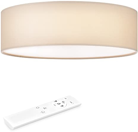 Navaris Lámpara LED de techo moderna 40 cm - Iluminación de interior con pantalla para salón dormitorio - Con mando a distancia y temporizador - Beige