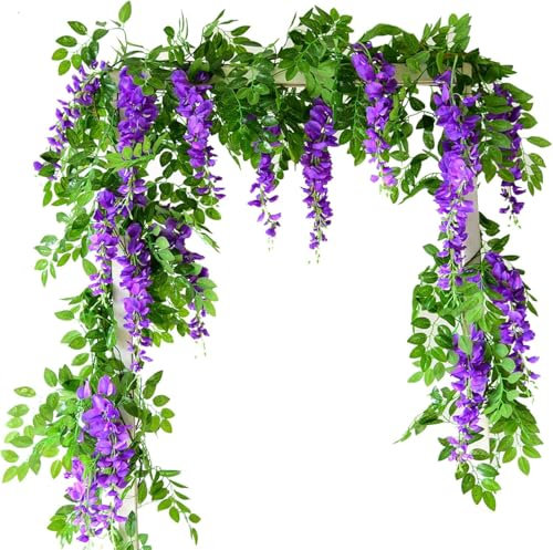 6 pcs Guirlandes de Glycine Artificielle, Guirlandes de Glycines Artificielles à Suspendre Deco, Fleur Artificielle Suspendre de Simulation pour Décoration de Cérémonie, Maison Et Fête de Mariage