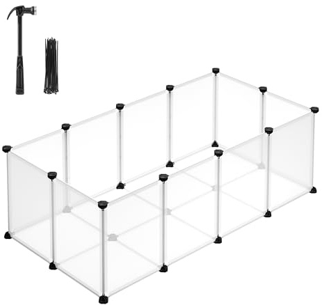SONGMICS ULPC001W01 Lot de 20 panneaux d’enclos en plastique pour petits animaux de compagnie avec sol, à monter soi-même pour cochons d'Inde, lapins, hamsters, hérissons, 125 x 62 x 41 cm, blanc