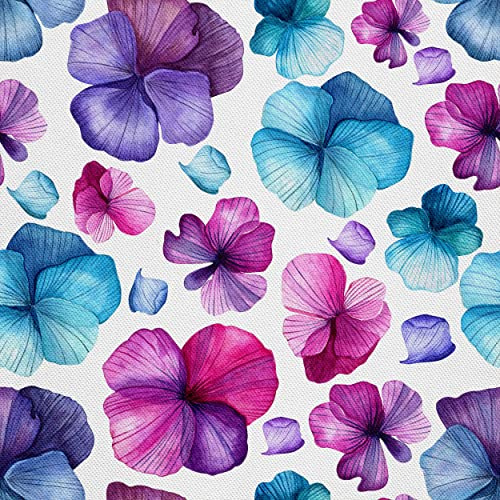 HEKO PANELS Oxford Fabric by Metre for Sewing Canvas Polyester Sewing Fabrics Decorative Material Water-Resistant Waterproof Non Transparent Flowers Pansy 1 Meter 155 x 100 cm 5 x 3 ft