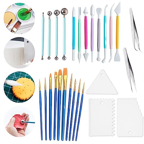 27Pezzi Cake Modelling Decorating Tool, Strumenti per Modellare Palline, Strumenti per Modellare Torte, Utensili da Modellare a Sfera, Attrezzi Ceramica, Strumenti Modellare Argilla per Torta Fondente