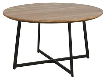 byLIVING Couchtisch Alina/Platte Akazie massiv/Gestell Metall schwarz/D 80, H 47 cm