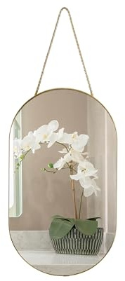 YCHMIR Ovaler rahmenloser Wandspiegel, Gold, ovale Form, für Badezimmer und mehr (40,6 x 23,4 cm)