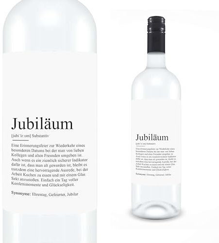 KAMEWI® Etikett JUBILÄUM Definition | Aufkleber für Weinflaschen | Geschenk Herzensmensch Kleinigkeit Weinpräsent Bedanken