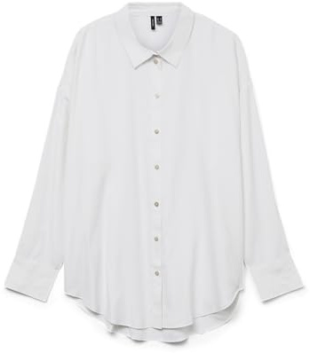 VERO MODA Damen Vmnora Ls Oversize Shirt WVN Ga Noos Langarmbluse, Bright White, M