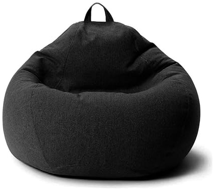 AD.CON Puf con relleno de perlas de poliestireno expandido, puf, sillón relax, cojín de suelo, 100 x 120 x 50 cm, negro, 300 l