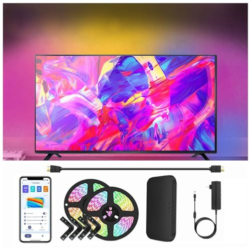TV LED Backlight Colour Matching Strip Lights Sync to Screen with Kamera, RGBIC Wi-Fi Perlen Lampe 5 in 1 Perlen für ultradünne 60-75 Zoll TV, LED-Streifen Lichter (Size : (5M 60-