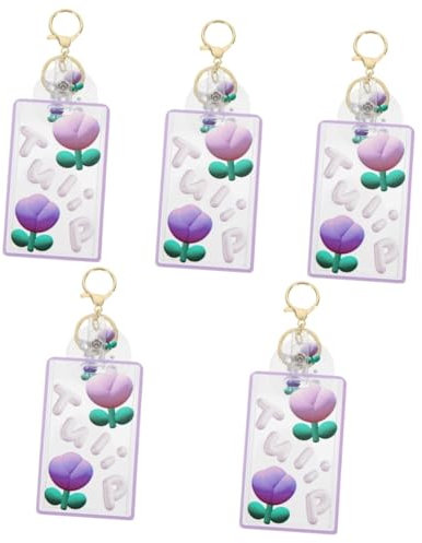 Operitacx 5st Acryl-auflistung Name Autoschlüsselhalter Schlüsselanhänger Mit Multifunktionskarte Halter Schlüsselanhänger Schützende Kartenhülle Ärmel Gürtelring Vertikal Student Plastik