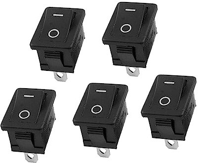 SOLUSTRE Interruptor de Palanca Tipo Barco de 15x21 Mm, Plástico y Metal, 2 Pines, Fácil de Instalar, Adecuado para Proyectos Estudiantiles y Tiras LED