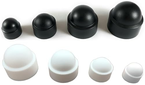 Plastic Dome Nut Protection Cap Covers (M10, 100 Pack, Black)