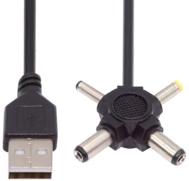 chenyang 4 in 1 DC 5V 5,5x2,5mm 5,5x 2,1mm 4,0x1,7mm 3,5x1,3mm auf USB 2.0 Netzstecker Hohlstecker Ladekabel 1,5m