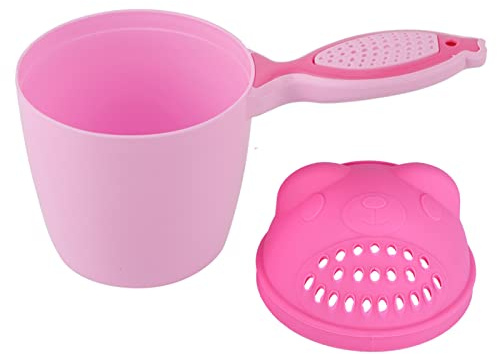 2 färger babybadkarssköljkopp, babyschampokopp, babybadkanna, småbarnshårtvätt, babybadvattenhäll, söta barntvätthårbadsköljskydd ögonbadskopp (Rosa)