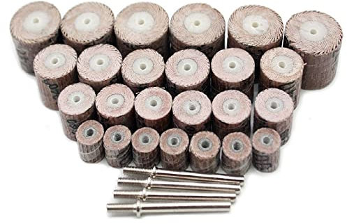 Schleifmittel Flap Wheel Schleifen Polieren, 24 Stück Lamellenrad mit 4 Stück Dorn-Schleiflamellenscheibe Schleifbürste for Zubehör Schleifschleifer Rotationswerkzeuge(120)