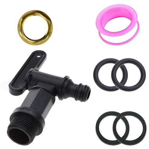 Brass Nut Tap Kit - 3/4 Water Butt Replacement Tap, Plastic Snap-Fit Hosepipe Water Connectors for Home Garden Rain Barrels