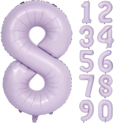 Palloncino Lila 100 cm Flieder Palloncino a numeri grande Viola chiaro Palloncino 8 Viola chiaro Palloncino per compleanno Palloncino a elio numero 8 Palloncino 8 Ragazza Ragazzo Decorazione per