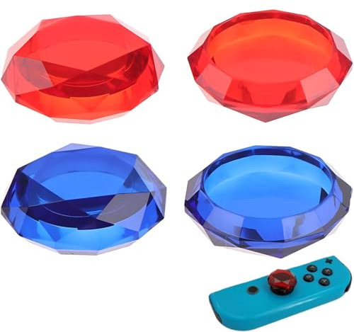 4 PCS Copri levette Analogiche in Silicone per Nintendo Switch/Switch OLED Joycon,Joystick Cap Analogico,Joystick Thumb Grip Caps Cover (Forma di diamante 3D, Rosso+Blu)