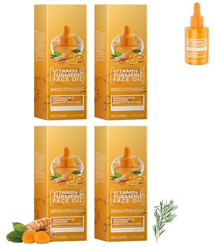 Turmeric + C Serum für Hautpflege – Vitamin C Serum Gesicht mit Kurkuma – Anti-Aging Hautpflege mit Timeless Vitamin C für Strahlende, Gesunde Haut, 30ml (4 Stück)