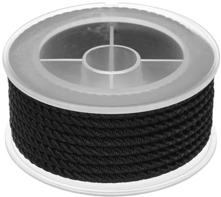 sourcing map Nylon Thread Twine Beading Cord, 10.5ft 4mm Nylon Braided Bracelets String Cord Rope for Jewelry Making DIY Crafts Necklaces, Black