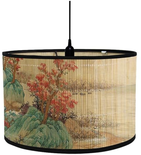 Keuyeo Pantalla De Bambú De Estilo Chino, Pantalla De Lámpara Plegable De Bambú, Decoración Vintage, Pantallas De Lámpara De Pared para Decoración del Hogar