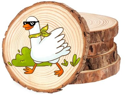 chiquieray 5 Stücke Holzscheiben, 14-15cm Baumscheiben mit Rinde, Baumscheiben Tischdeko, Runde Naturholz Baumscheiben,Holzscheiben Deko,Unvollendete Holzkreise, für DIY, Weihnachten Dekoration