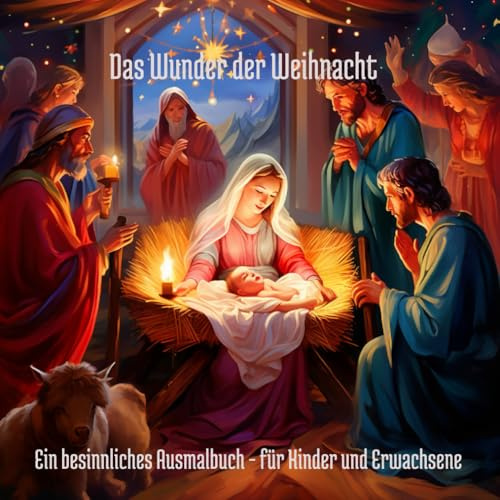 Das Wunder der Weihnacht - Ein festliches Ausmalbuch zur Weihnachtsgeschichte für Kinder und Erwachsene: Jesus Geburt Ausmalbilder | Weihnachten ... zum Ausmalen | Malbuch Erwachsene Weihnachten