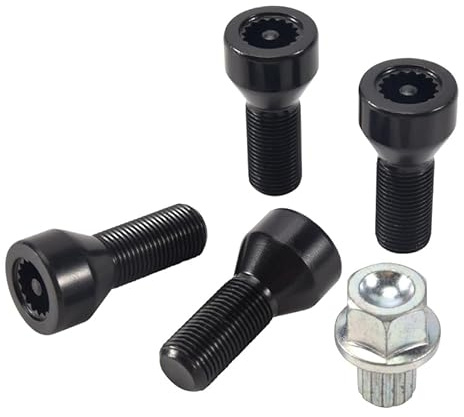 Viti Per Ruote，Bullone Ruota Bulloni di bloccaggio ruota auto M14 X 1,25 Dado mozzo ruota Vite antifurto con chiave Vite antifurto auto Adatto for BMW- R50 1 2 3 4 5 6