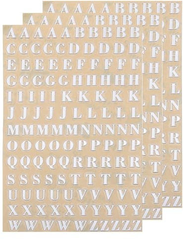 QUARKZMAN 3 Blätter 4,5 mm Buchstabenaufkleber A-Z, Selbstklebende Großbuchstaben Klebebuchstaben Vinyl Wasserdichte für Schriftzüge, Wunschtexte, Adressnummern, DIY & Scrapbooking,Silber