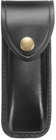 sourcing map Leather Knife Sheath 5.71 Leather Pocket Knife Sheath with Hole for Folding Knife Camping Hunting Outdoors, Black