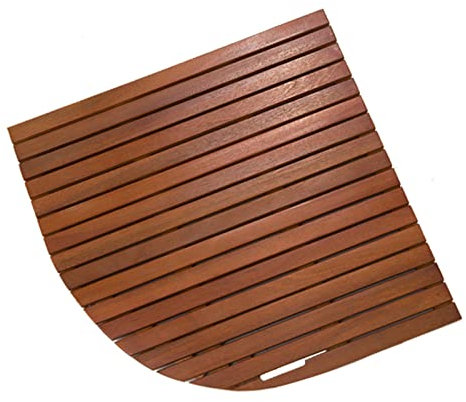 Caillebotis de bagnoire Bambou, Tapis de douche Sector, 70 80 90 cm Tapis de bain antidérapant avec poignée et lattes de drainage, plate-forme de pied en bois pour cabine de douche d'angle de salle d