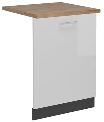 Vicco Tapa del lavavajillas R-Line, Blanco Alto Brillo, 60 cm, ET Roble
