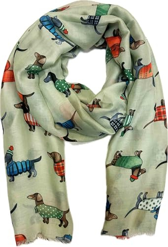 XL Hunde Dacke Dog Seide Fashion Frühling Schals Sommer Herbst Halstuch Übergangsschal Stola Leicht Tuch Silk (Grün)