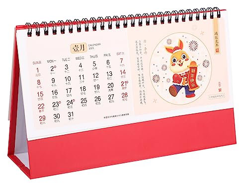 JEWEDECO Künstlerischer Tischkalender Im Minimalistischen Design Für Büro Und Zuhause Praktischer Desktop-kalender Für Planung Und Dekoration Glücksbringendes Für Jahr Hasen