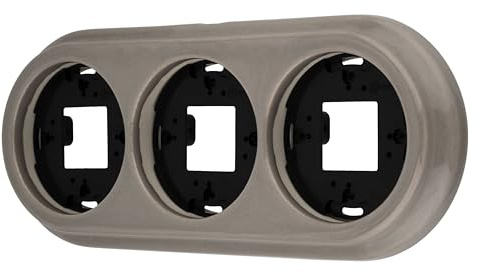 Aufputz Porzellan Retro Rahmen 3-fach, Serie QR1 graubeige