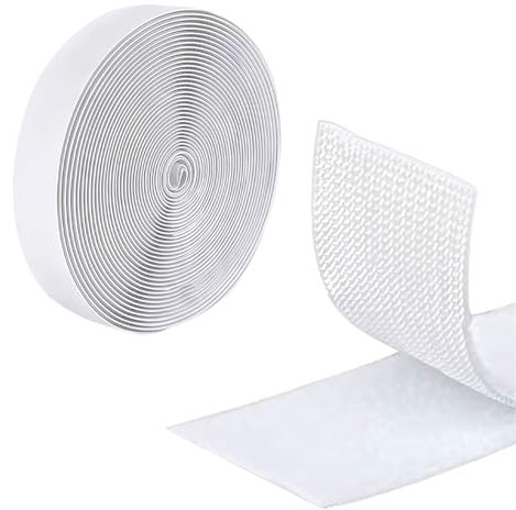 Debbery 10m Hook and Loop Strip Tape, Self Adhesive Sticky Back Fastening Tape, 2cm Width for Home, Office and DIY Crafts