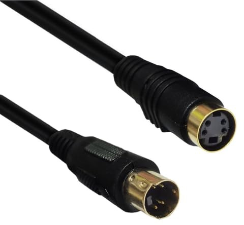 Seadream S-Video Cable,Mini Din 4-Pin Male to Female Extension Cord for Player Camcorders Laptops Transfer Video to TV or Monitor Connection Cable, Gold-Plated Connectors, Black (10FT)