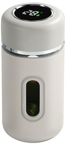 Nuyhgtr Glass Water Cup, 280ml Drinking Water Bottle with Real-Time Temperature Display, Portable Tea Tumbler Anti-Fall Design, Ideal for Restaurant, Camping, Picnic, Daily Use, and Work