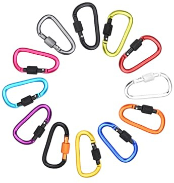 12PCS Multi-Color Aluminum Carabiner Clips with Screw Lock - Compact Travel & Camping Essentials for Keyring, Outdoor Adventures, and Women's Holiday Gear