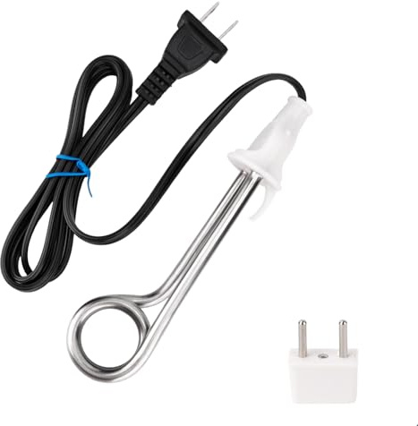 Travel Camping Accessories Tea Immersion Heater - Portable Immersion Water Heater 300W Dual Voltage 120/240V （White）