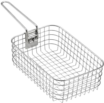 Panier à frire portable en acier inoxydable multi-usages avec panier à friture pour barbecue, accessoire de camping