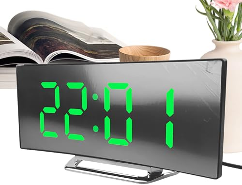 Rrlihjgu Orologio Digitale per Camera da Letto,Display LED Grande Per Sveglia Digitale - Luminosità Regolabile Silenzioso Assoluto per Ragazzi Ragazze Adolescenti Studenti Anziani Soggiorno