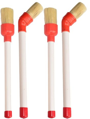 MAGICLULU Lot de 4 pinceaux applicateurs de pour pneus - Manche en Bois courbé - Brosse de Finition pour Jantes de Voiture - Application de Graisse Brillante